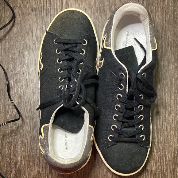 Isabel Marant Black PlumTaupe Lace Up Canvas Fashion Sneakers Size 38 - Picture 11 of 12